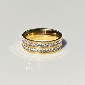 New! “Chelsea” Stainless Steel Studded Crystal Ring